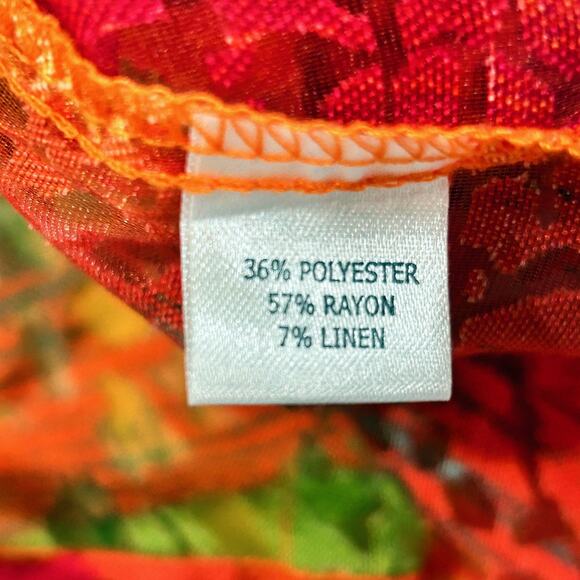 Toni Morgan Bright Giraffe Print Sheer Burn Out 3/4 Sleeve Button Up Blouse LGE - Picture 9 of 10